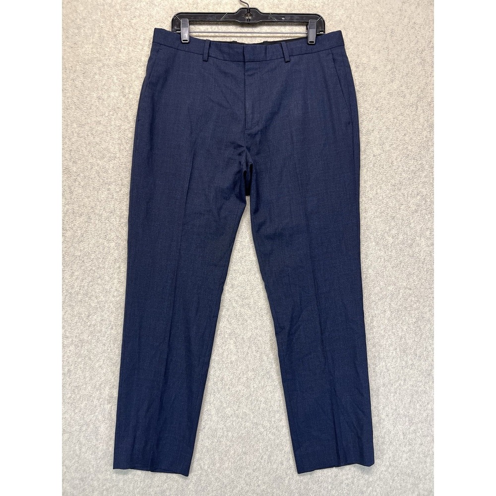 Theory Men's Wool Blend Dress Pants Blue Slim Tailored Flat Front Size 34‎